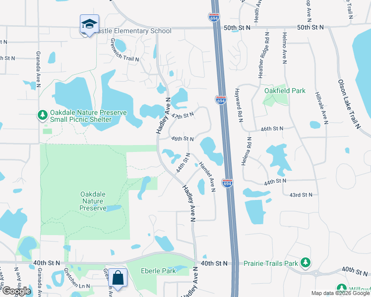 map of restaurants, bars, coffee shops, grocery stores, and more near 4414 Hamlet Avenue North in Saint Paul