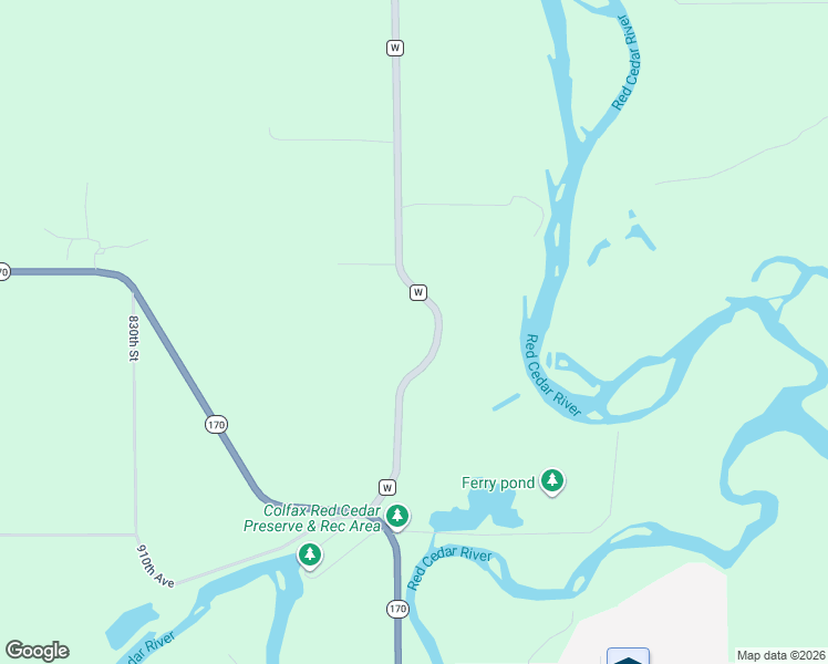 map of restaurants, bars, coffee shops, grocery stores, and more near N9285 County Road W in Colfax
