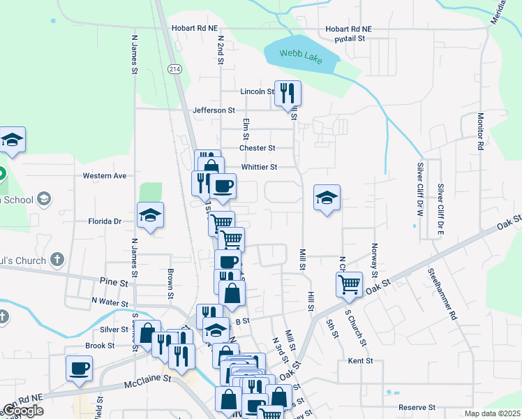 map of restaurants, bars, coffee shops, grocery stores, and more near 992 North 2nd Street in Silverton