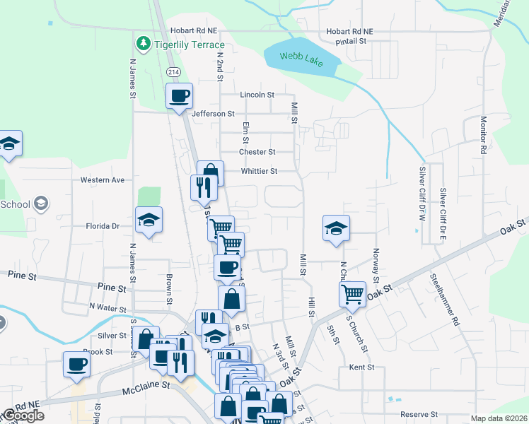 map of restaurants, bars, coffee shops, grocery stores, and more near 900-970 North 2nd Street in Silverton