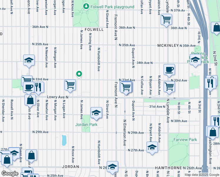 map of restaurants, bars, coffee shops, grocery stores, and more near 3207 North Girard Avenue in Minneapolis