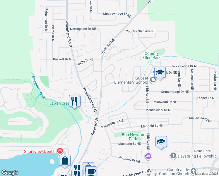 map of restaurants, bars, coffee shops, grocery stores, and more near 1012 Hidden Creek Drive Northeast in Keizer