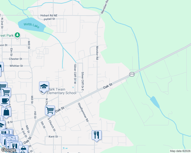 map of restaurants, bars, coffee shops, grocery stores, and more near 319 Monitor Road in Silverton