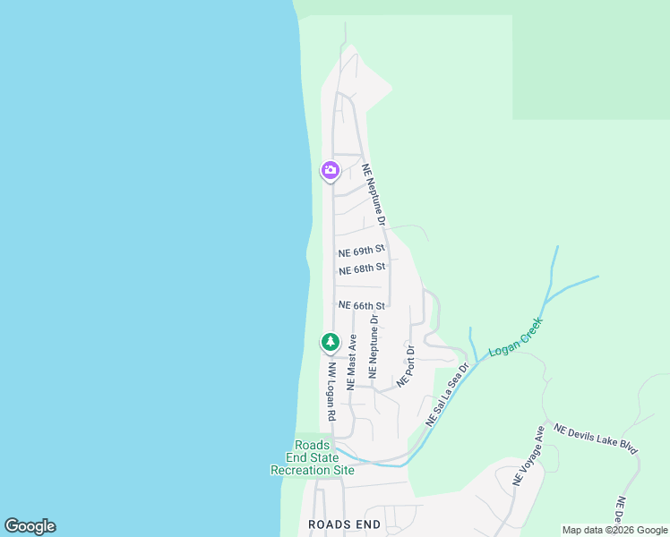 map of restaurants, bars, coffee shops, grocery stores, and more near 1931 Northeast 68th Street in Lincoln City