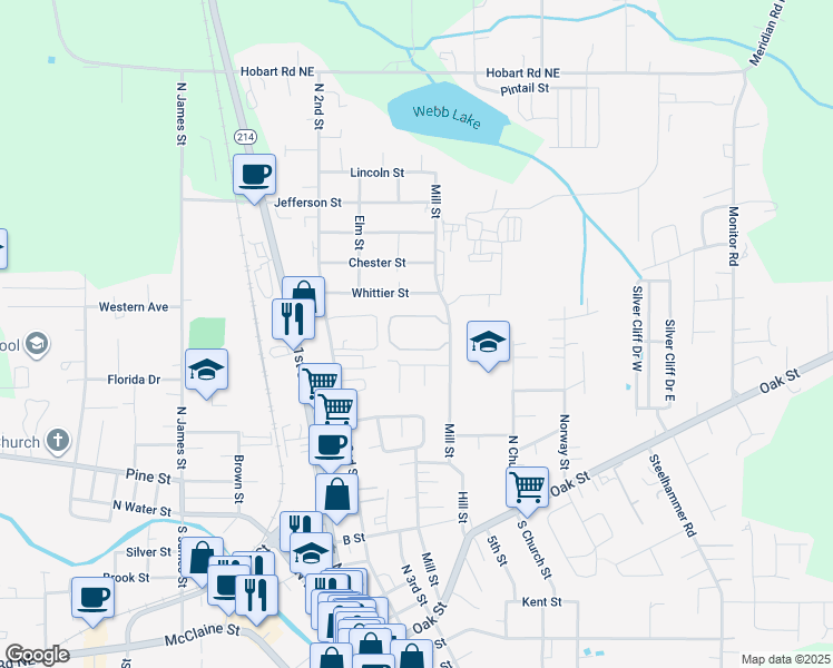 map of restaurants, bars, coffee shops, grocery stores, and more near 1115 Mill Street in Silverton