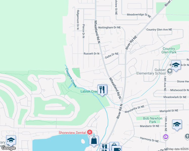 map of restaurants, bars, coffee shops, grocery stores, and more near 6661 Craftsman Loop North in Keizer