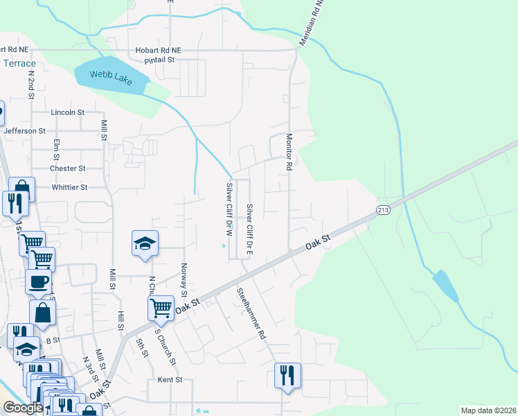 map of restaurants, bars, coffee shops, grocery stores, and more near 445 Lavender Street in Silverton