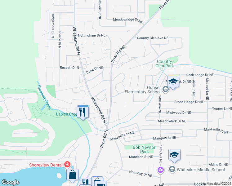 map of restaurants, bars, coffee shops, grocery stores, and more near 6601 Hidden Creek Loop Northeast in Keizer