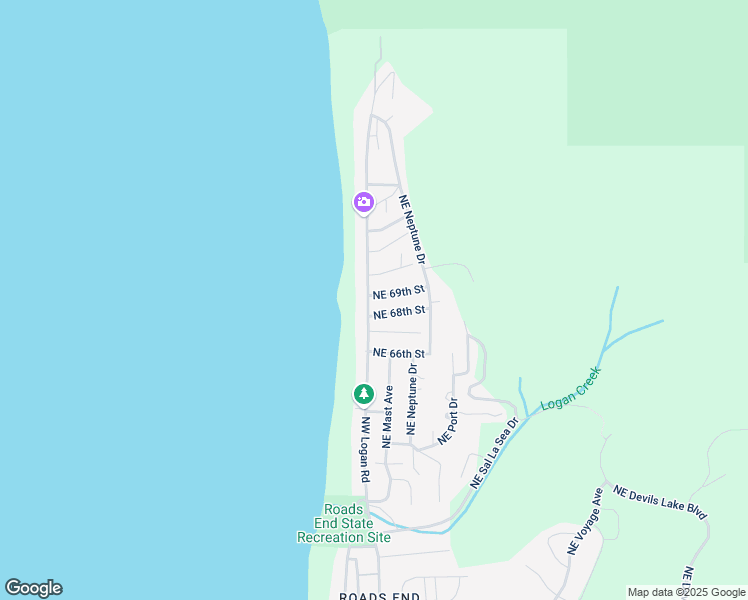 map of restaurants, bars, coffee shops, grocery stores, and more near 6880 Northwest Logan Road in Lincoln City