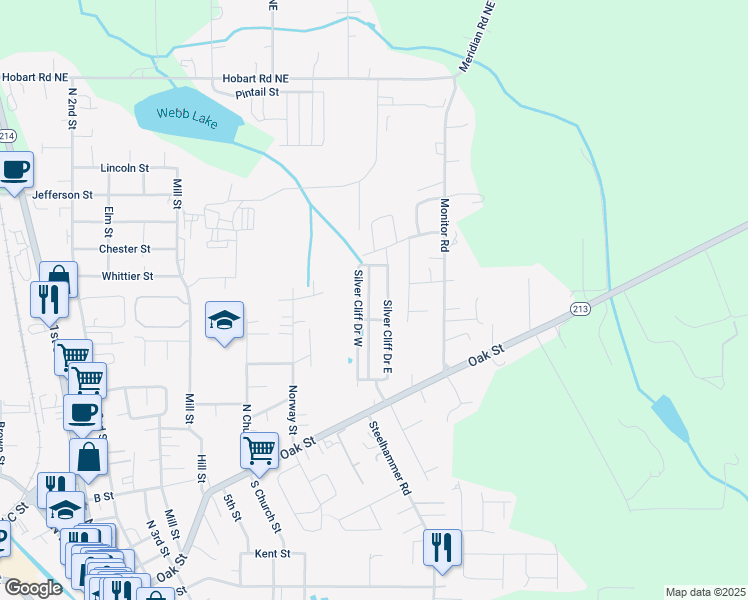 map of restaurants, bars, coffee shops, grocery stores, and more near 65 Clifford Boulevard in Silverton