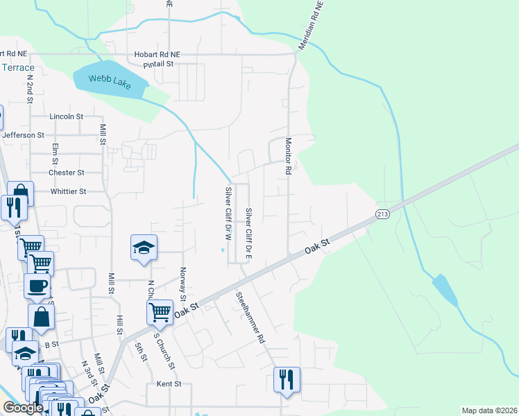 map of restaurants, bars, coffee shops, grocery stores, and more near 445 Lavender Street in Silverton