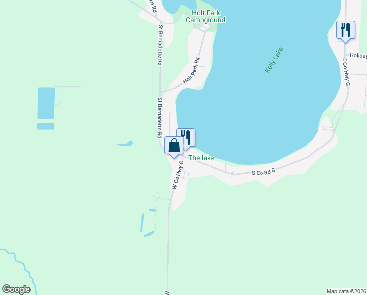 map of restaurants, bars, coffee shops, grocery stores, and more near 9363 County Road G in Suring