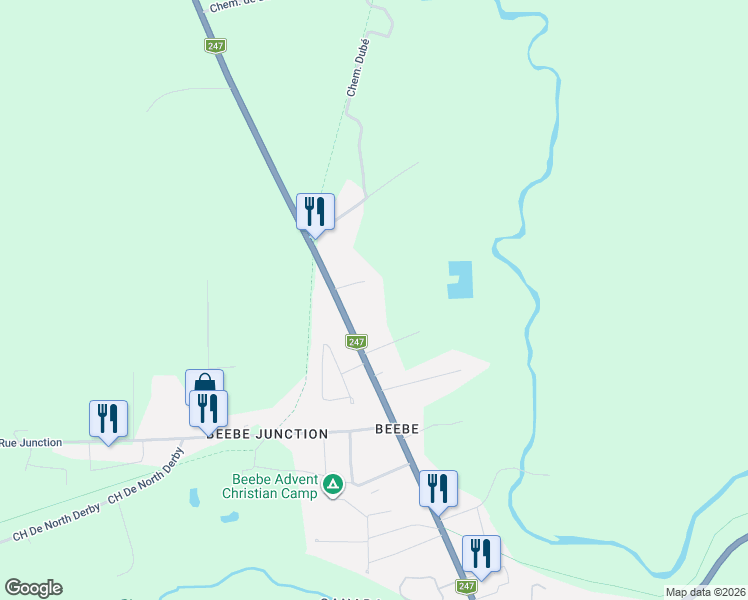 map of restaurants, bars, coffee shops, grocery stores, and more near 126 Rue Principale in Stanstead