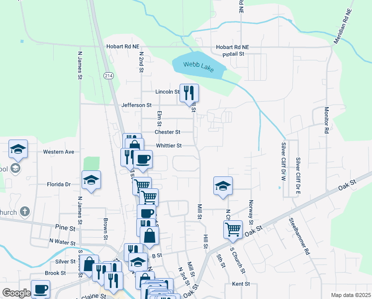 map of restaurants, bars, coffee shops, grocery stores, and more near 1115 Mill Street in Silverton