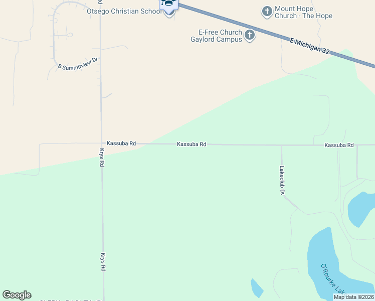 map of restaurants, bars, coffee shops, grocery stores, and more near 1363 Kassuba Road in Gaylord