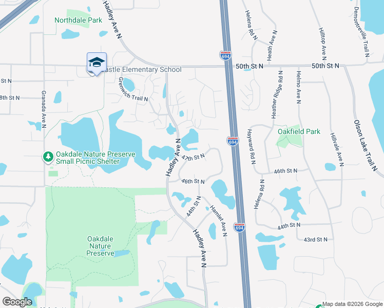 map of restaurants, bars, coffee shops, grocery stores, and more near 7040 47th Street North in Saint Paul
