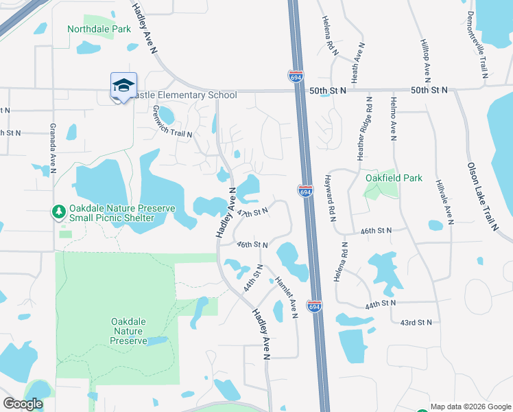 map of restaurants, bars, coffee shops, grocery stores, and more near 7040 47th Street North in Saint Paul