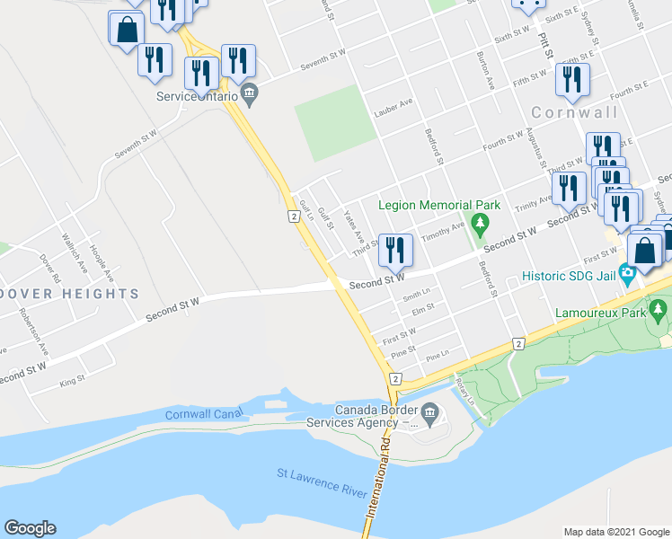 map of restaurants, bars, coffee shops, grocery stores, and more near 209 Brookdale Avenue in Cornwall