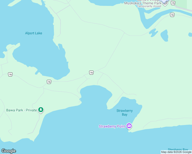 map of restaurants, bars, coffee shops, grocery stores, and more near 1010 Kirbys Beach Road in Bracebridge