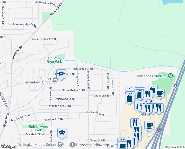 map of restaurants, bars, coffee shops, grocery stores, and more near 2009 Flag Stone Court Northeast in Keizer