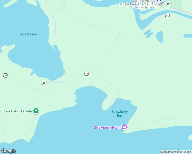 map of restaurants, bars, coffee shops, grocery stores, and more near 1005 Kirbys Beach Road in Bracebridge