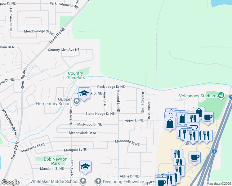 map of restaurants, bars, coffee shops, grocery stores, and more near 6695 McLeod Lane Northeast in Keizer