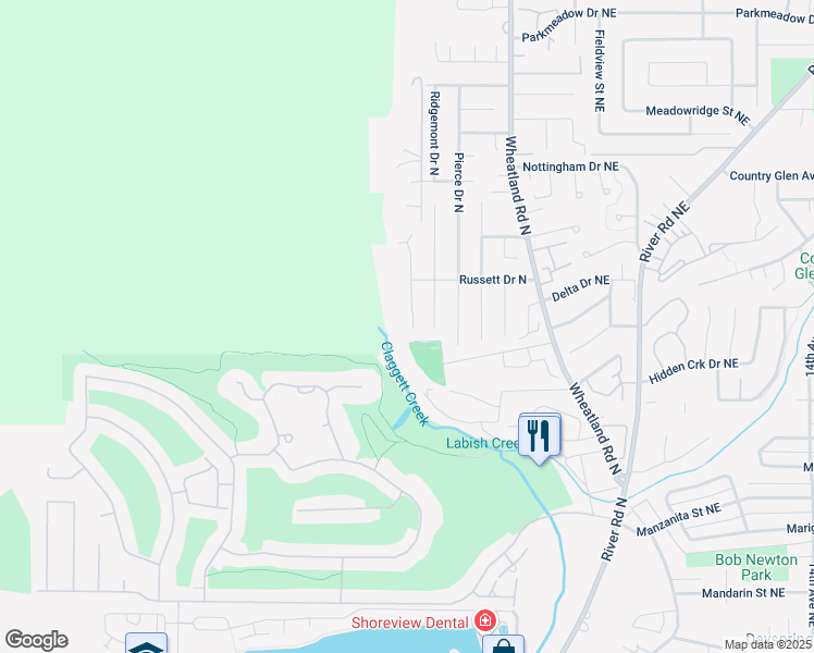 map of restaurants, bars, coffee shops, grocery stores, and more near 6749 Westridge Court North in Keizer