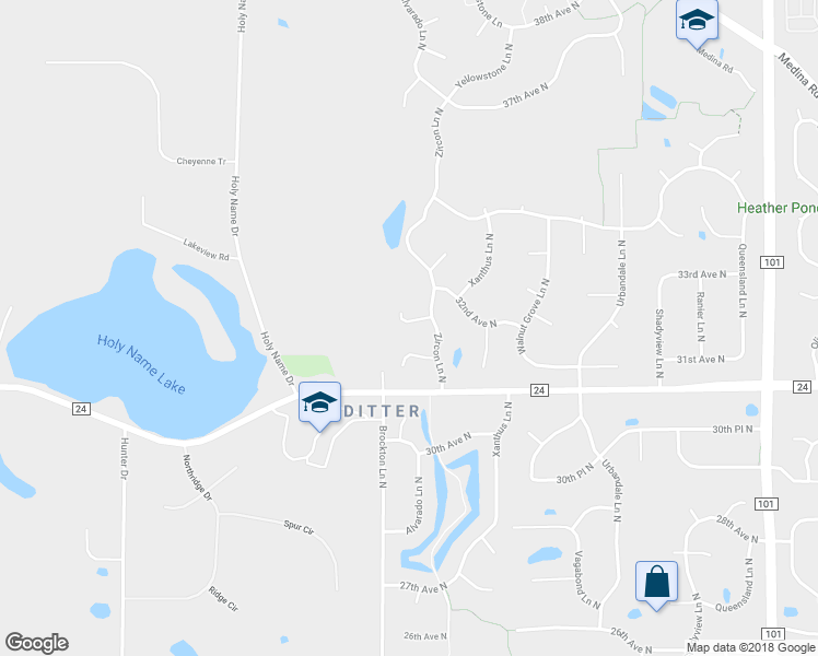 map of restaurants, bars, coffee shops, grocery stores, and more near 19015 31st Place North in Plymouth