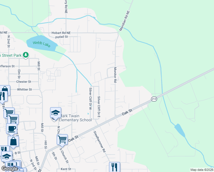 map of restaurants, bars, coffee shops, grocery stores, and more near 540 Lavender Street in Silverton