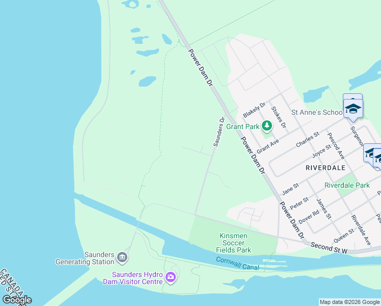 map of restaurants, bars, coffee shops, grocery stores, and more near 244 Saunders Drive in Cornwall