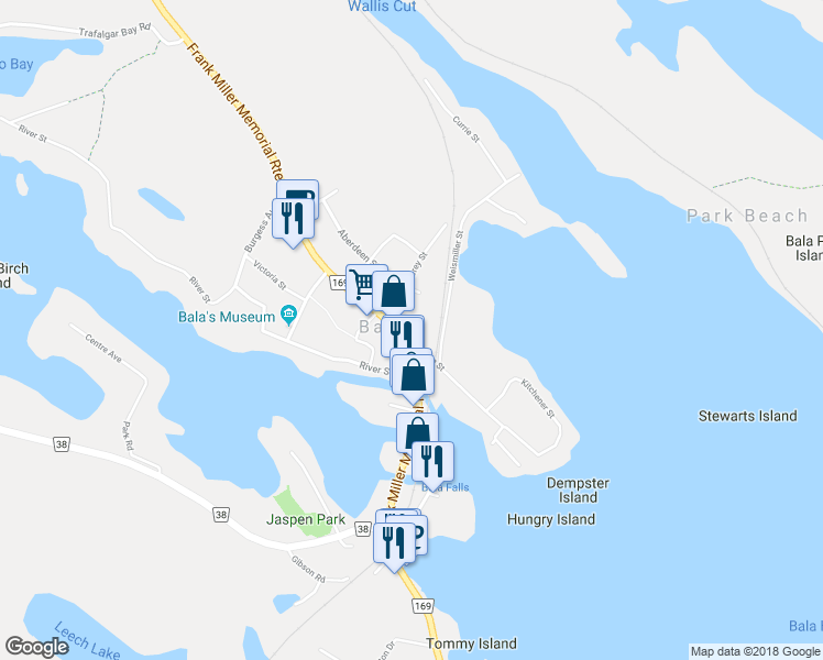 map of restaurants, bars, coffee shops, grocery stores, and more near 3138 Frank Miller Memorial Route in Bala