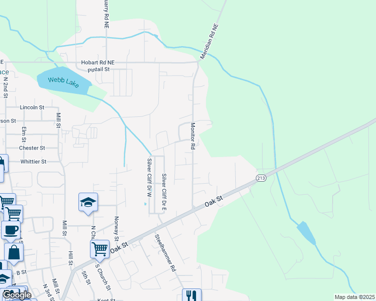 map of restaurants, bars, coffee shops, grocery stores, and more near 339 Monitor Rd in Silverton