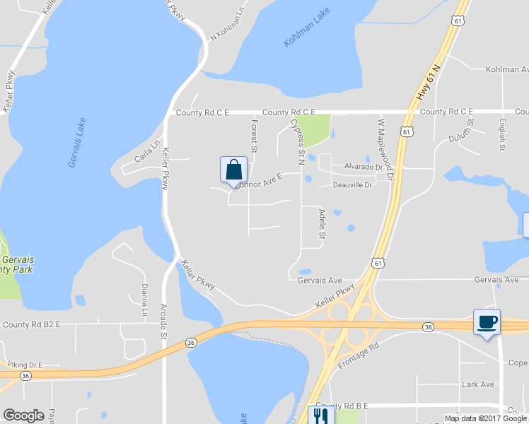 map of restaurants, bars, coffee shops, grocery stores, and more near 956 Demont Avenue East in Maplewood