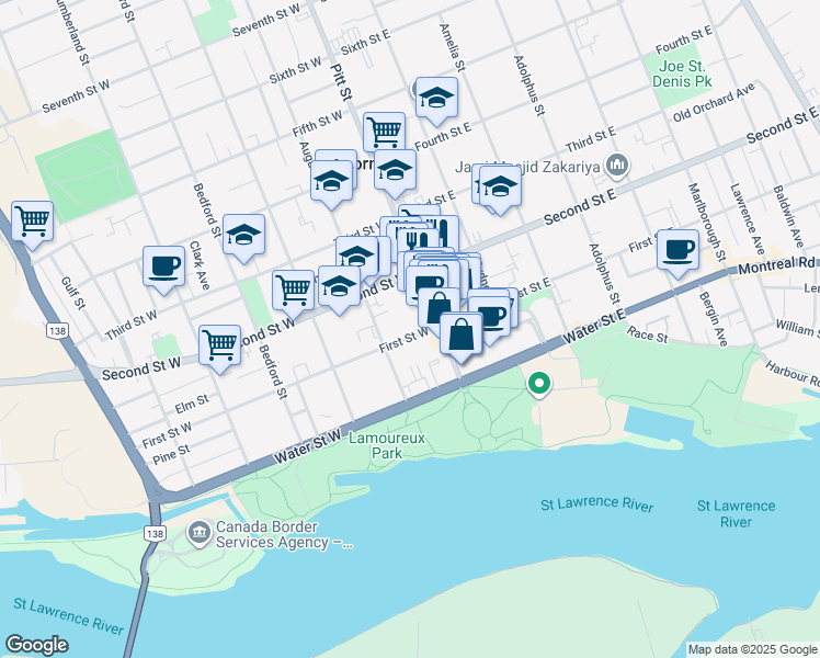 map of restaurants, bars, coffee shops, grocery stores, and more near in Cornwall