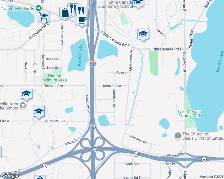 map of restaurants, bars, coffee shops, grocery stores, and more near 2515 Morrison Street in Saint Paul