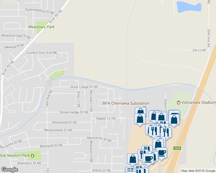 map of restaurants, bars, coffee shops, grocery stores, and more near 2224 Rock Ledge Drive Northeast in Keizer