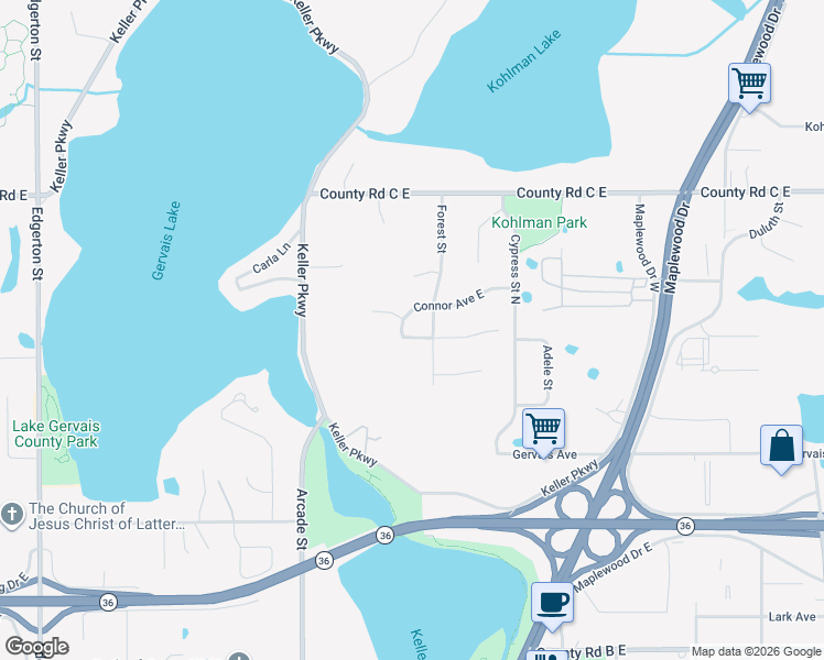 map of restaurants, bars, coffee shops, grocery stores, and more near 938 Demont Avenue East in Maplewood