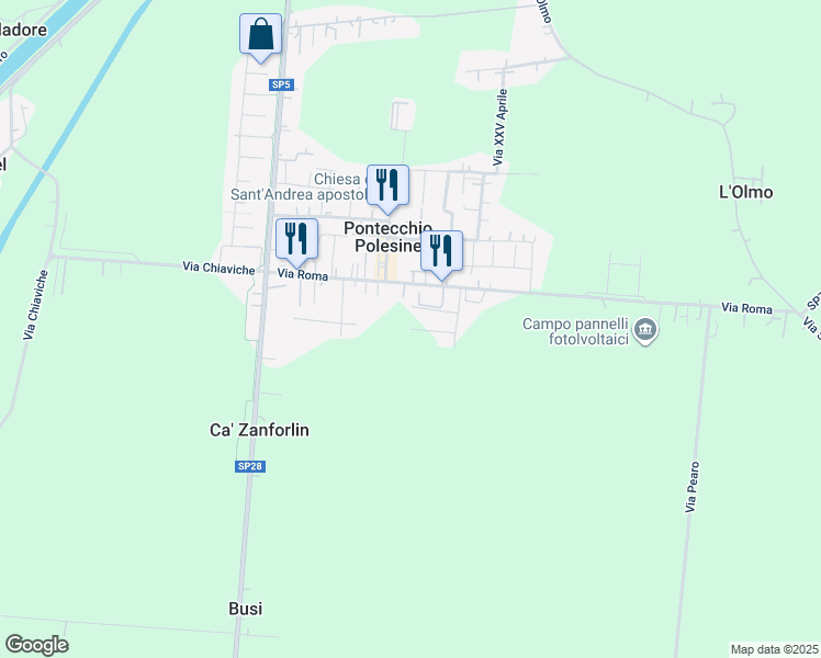 map of restaurants, bars, coffee shops, grocery stores, and more near 386\9 Via Roma in Pontecchio Polesine