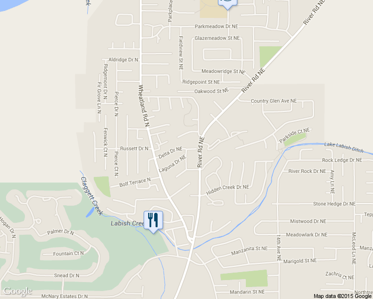 map of restaurants, bars, coffee shops, grocery stores, and more near 7838 Harvest Drive Northeast in Keizer