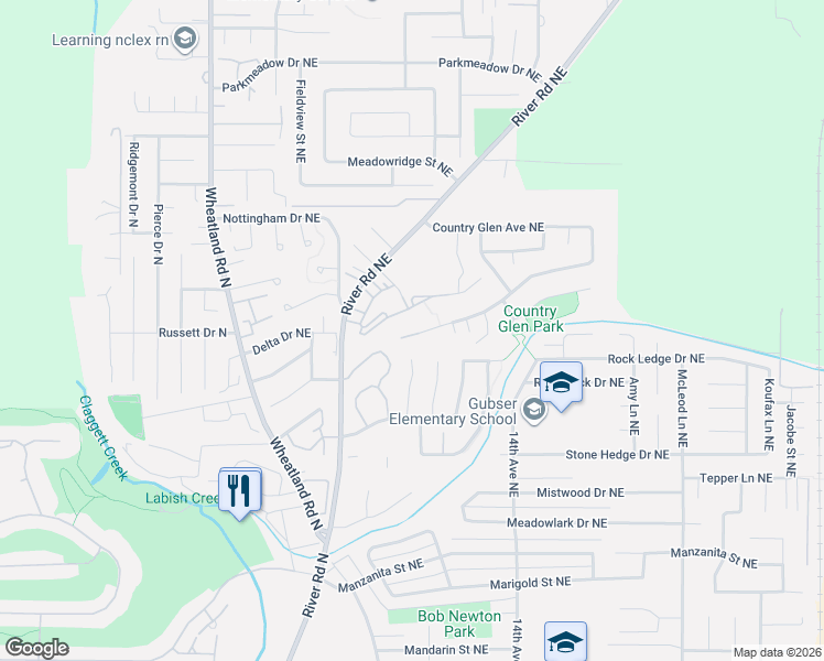 map of restaurants, bars, coffee shops, grocery stores, and more near 1244 Mcgee Court Northeast in Keizer