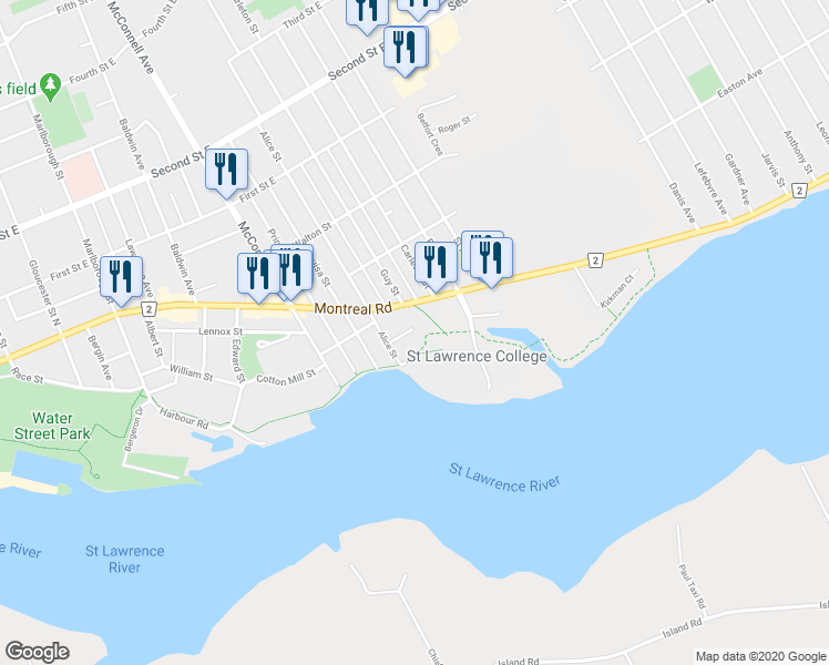 map of restaurants, bars, coffee shops, grocery stores, and more near 15 Park Street in Cornwall