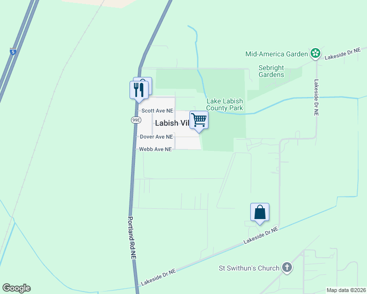 map of restaurants, bars, coffee shops, grocery stores, and more near 4429 Webb Avenue Northeast in Salem