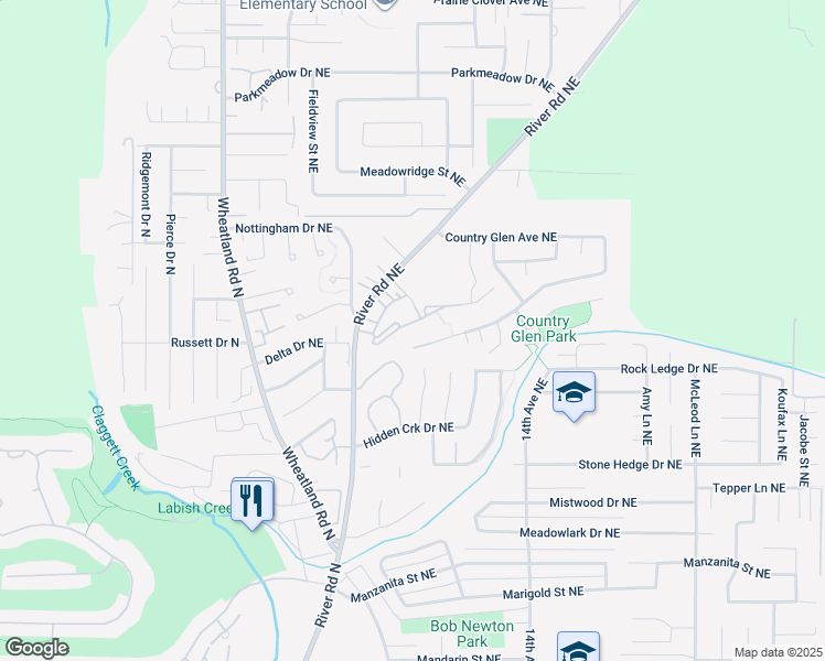map of restaurants, bars, coffee shops, grocery stores, and more near 1244 Mcgee Court Northeast in Keizer