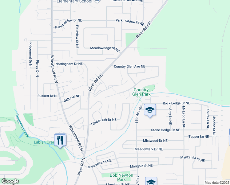 map of restaurants, bars, coffee shops, grocery stores, and more near 1217 Horizon Ridge Court Northeast in Keizer