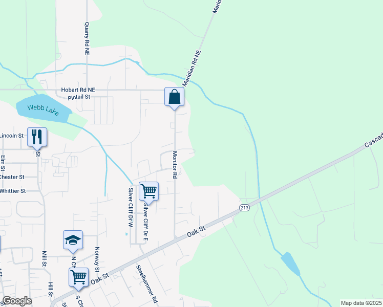 map of restaurants, bars, coffee shops, grocery stores, and more near 356 Monitor Road in Silverton
