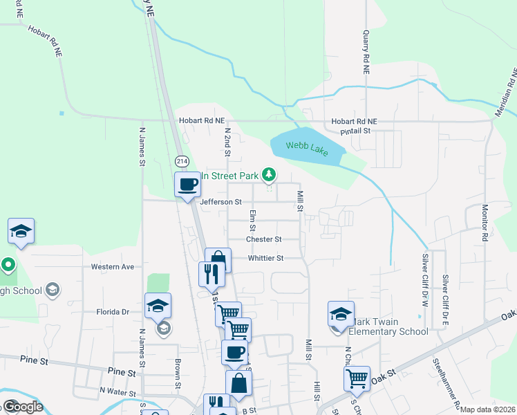 map of restaurants, bars, coffee shops, grocery stores, and more near 504 Jefferson Street in Silverton