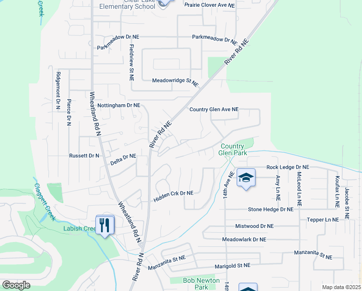 map of restaurants, bars, coffee shops, grocery stores, and more near 1244 Mcgee Court Northeast in Keizer