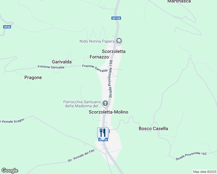 map of restaurants, bars, coffee shops, grocery stores, and more near 84 SP198 in Scorzoletta-molino