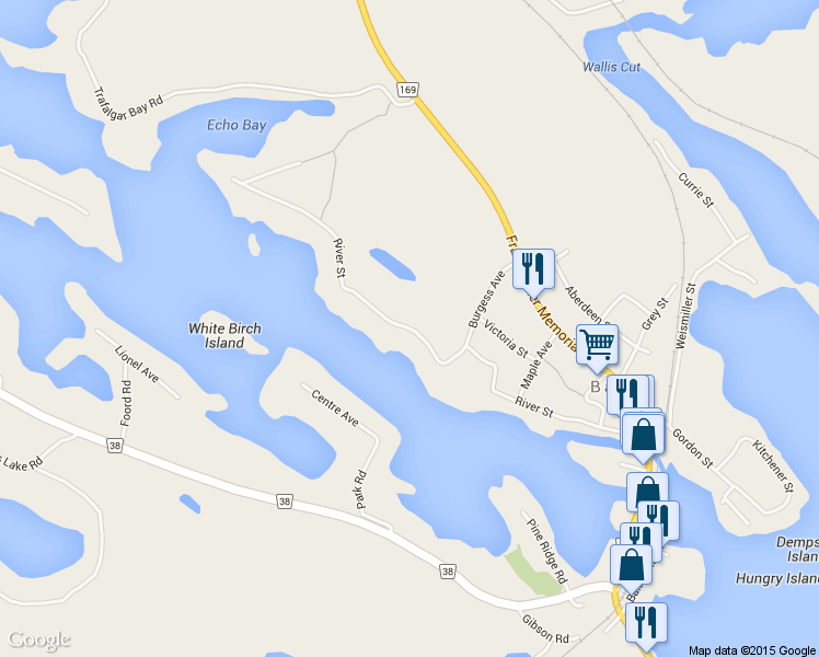 map of restaurants, bars, coffee shops, grocery stores, and more near 1080 River Street in MacTier