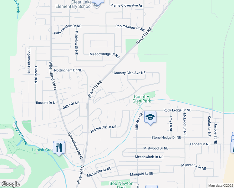 map of restaurants, bars, coffee shops, grocery stores, and more near 1217 Horizon Ridge Court Northeast in Keizer